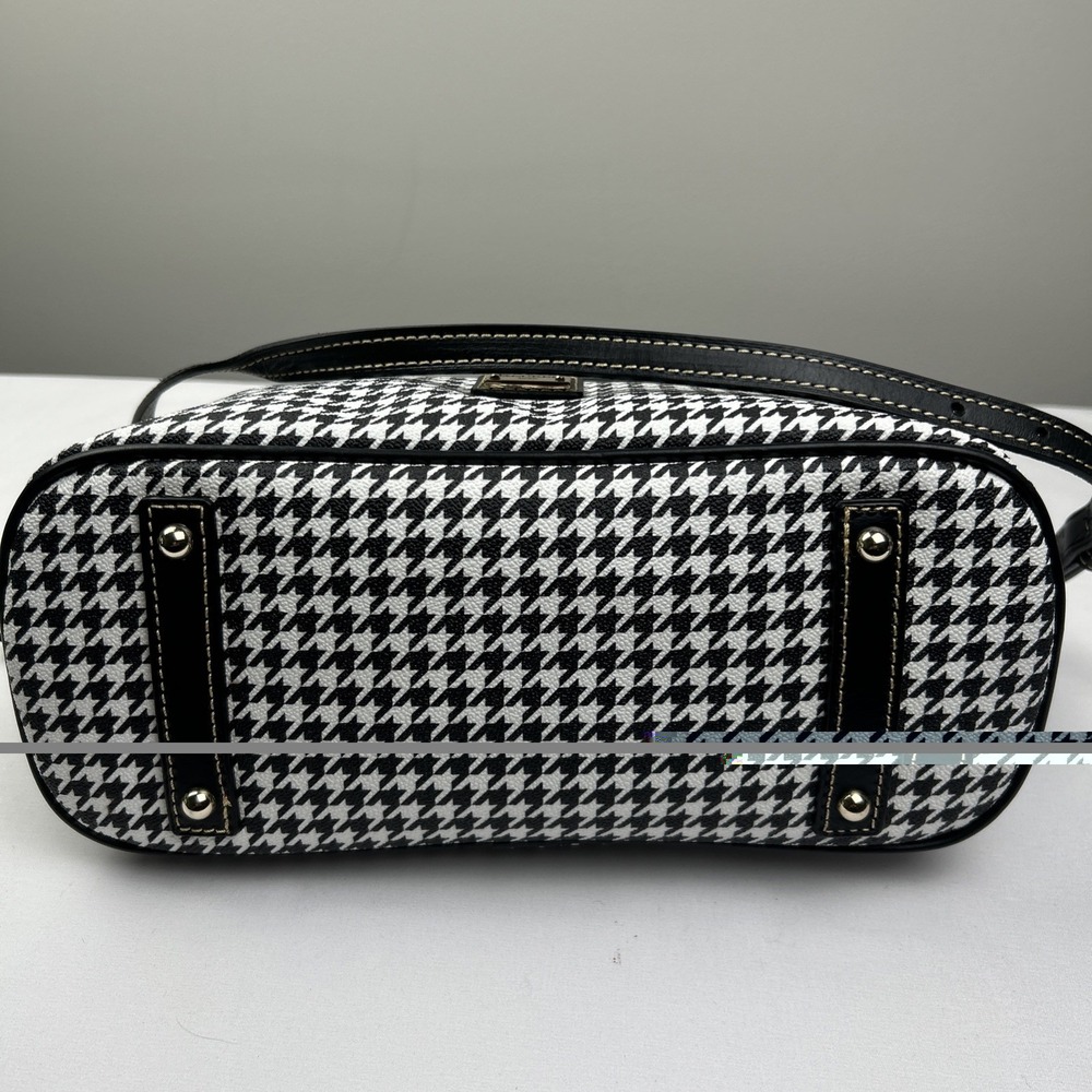 NWT Dooney Bourke Black White Houndstooth Domed Zip Zip Satchel Handbag Purse - Picture 8 of 16